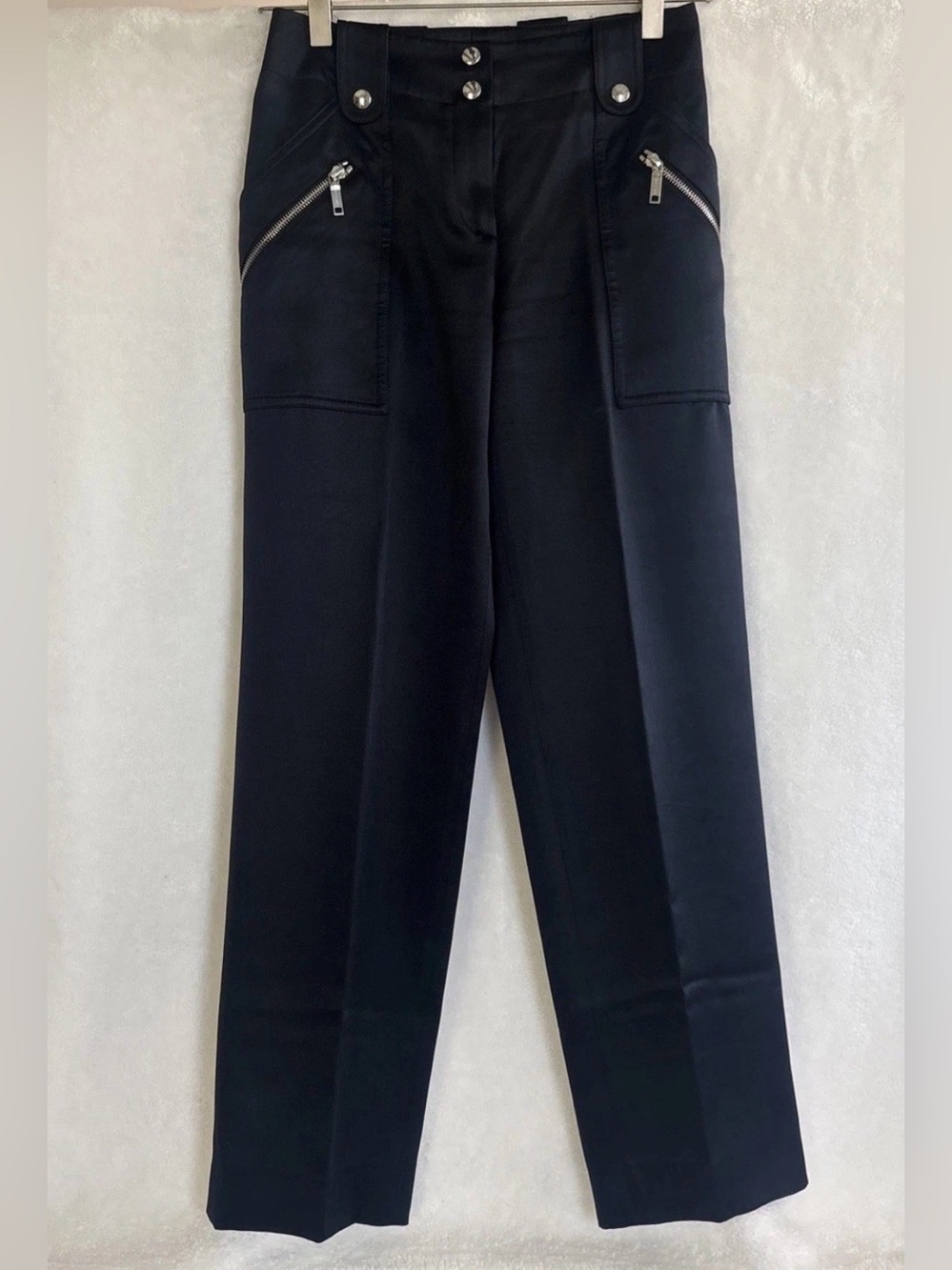 CELINE Paris Silk Wool Black Cargo Trousers Size FR 36 Retail $1700 EUC